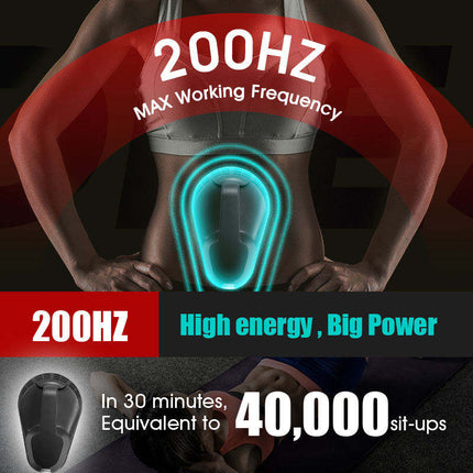 Non-surgical body sculpting with EMSLIM HIEMT fat burning device, designed to tone muscles and reduce fat for a sculpted figure.