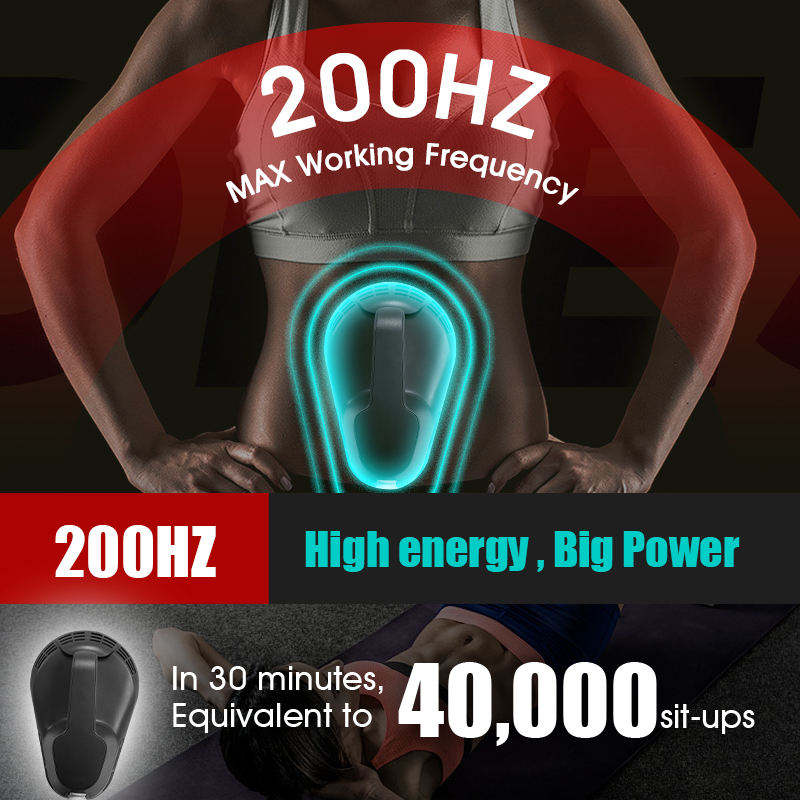 Non-surgical body sculpting with EMSLIM HIEMT fat burning device, designed to tone muscles and reduce fat for a sculpted figure.