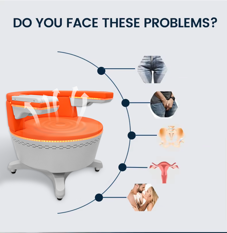 Pelvic floor recovery chair designed for non-invasive muscle stimulation, promoting pelvic health recovery and strengthening with a comfortable ergonomic design for effective therapy