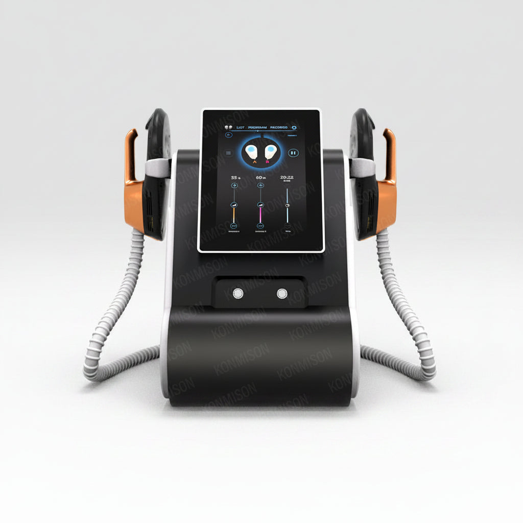 Wikbeauty EMSlim Gold device for muscle toning and body contouring, utilizing advanced magnetic technology for non-invasive sculpting.