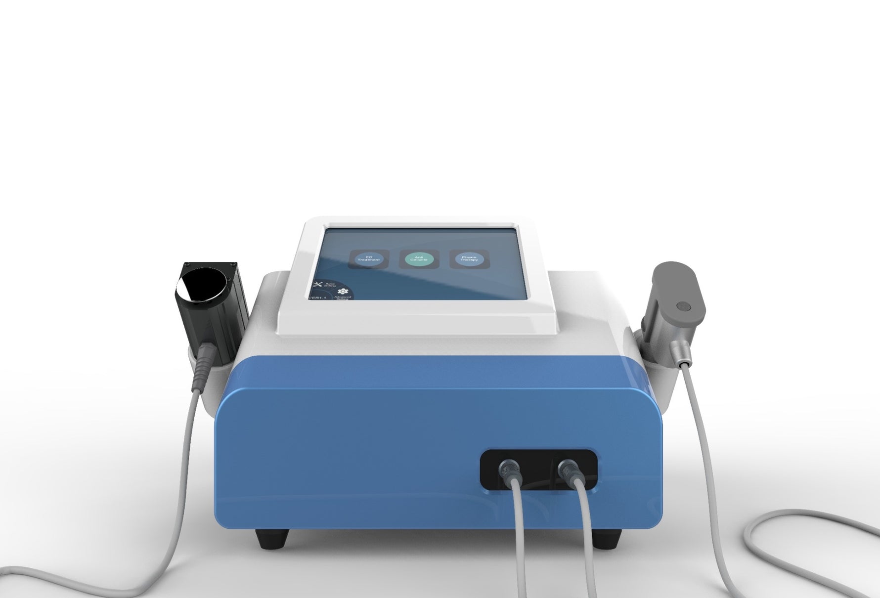 Clinical shockwave therapy treatment session using Dual Wave Mini compact ESWT machine for pain relief and rehabilitation