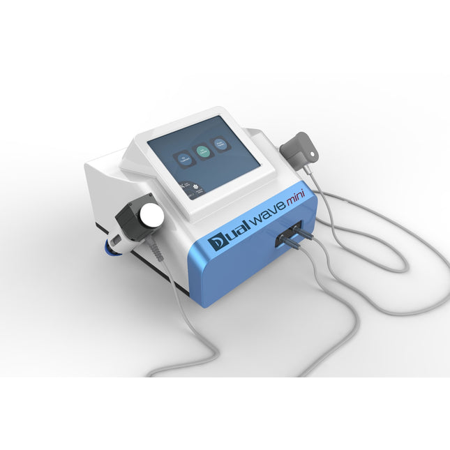 Dual Wave Mini professional electromagnetic and pneumatic shockwave therapy machine front view for ED cellulite and pain relief