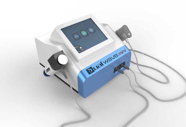 Dual Wave Mini professional electromagnetic and pneumatic shockwave therapy machine front view for ED cellulite and pain relief