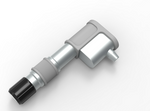 Metal tool with a black component on a white background