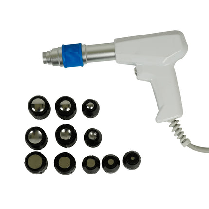 Pneumatic shockwave handle with 11 treatment heads in Radial Focus and Flat types for ESWT KP B shockwave therapy machine