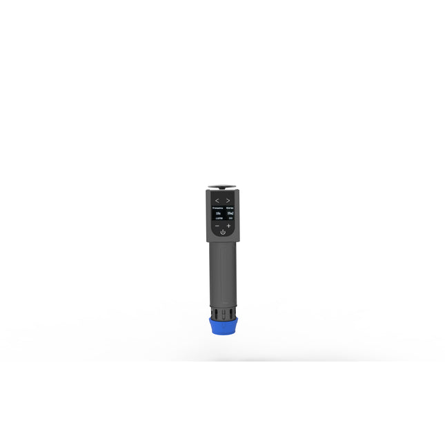 ESWT PRO digital shockwave handle with real time frequency energy adjustment and temperature impact counter display