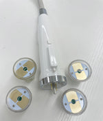 Four replacement microneedling needle cartridges individually enclosed in blue-tinted protective pouches.