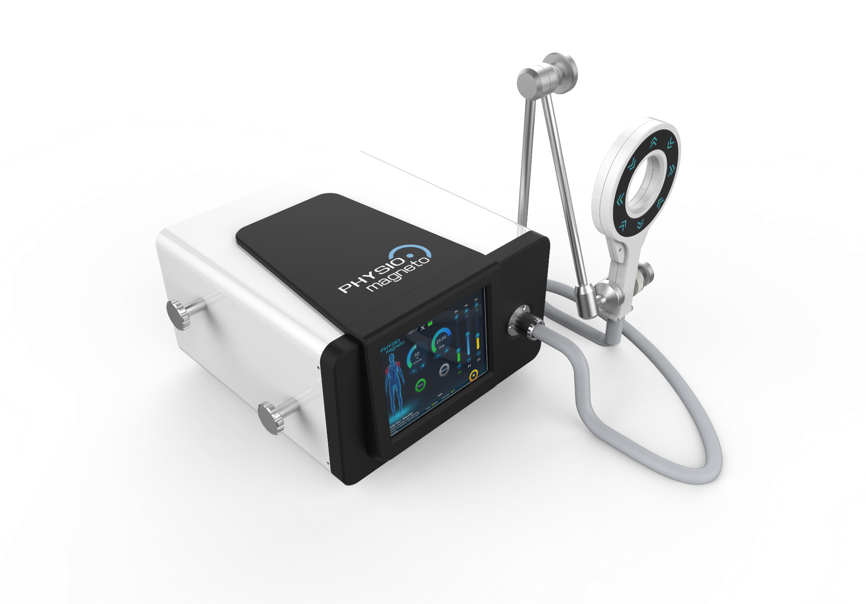 10.4 inch touchscreen control interface on Physio Magneto PM-ST PEMF machine with ST mode and MT mode selection