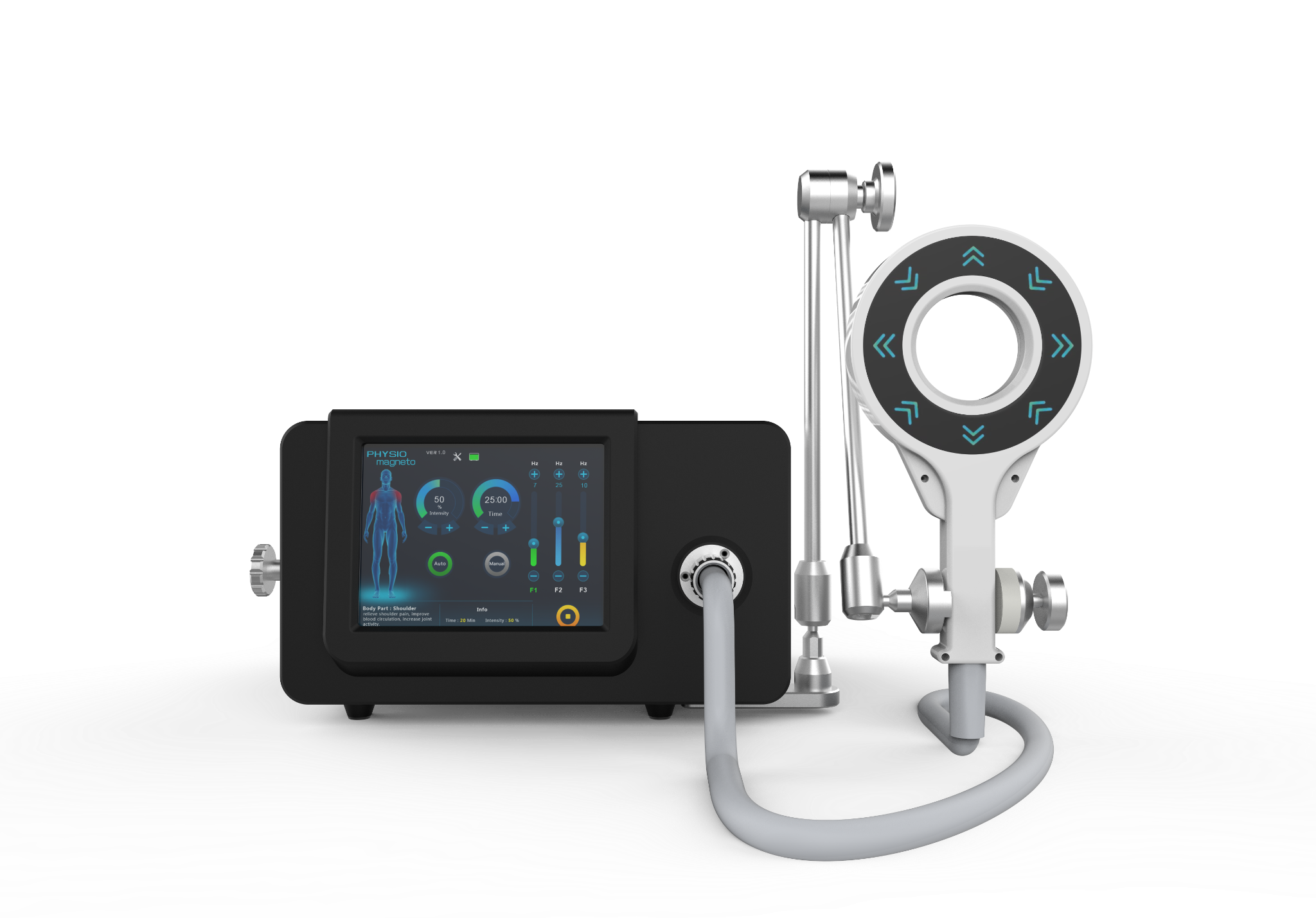 Physio Magneto PM-ST pulsed electromagnetic field PEMF therapy machine front view for physiotherapy and pain relief