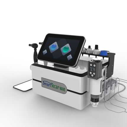 Smart Tecar Wave shockwave handpiece with 7 different head sizes for chronic pain calcium deposits and sports injury treatment
