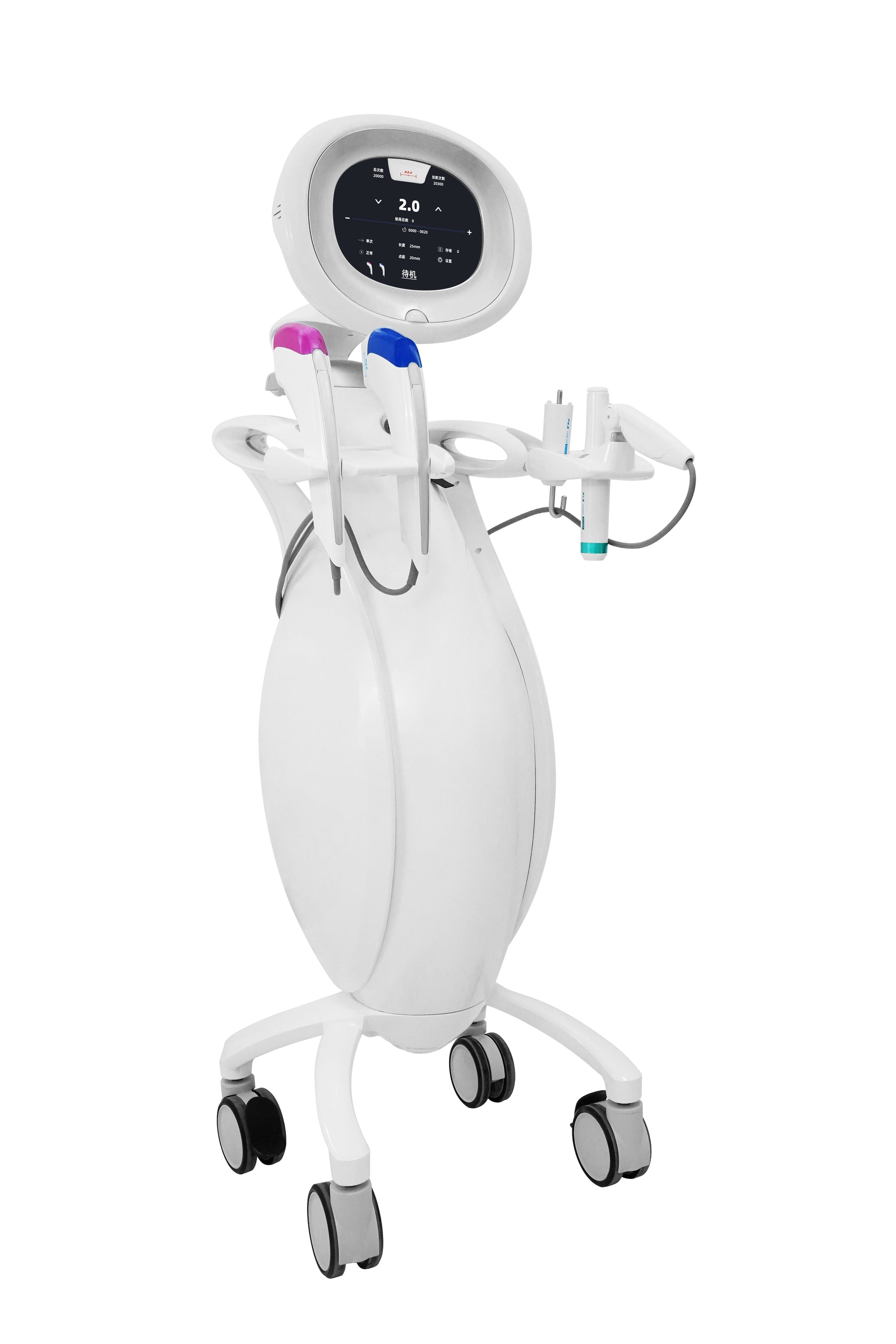 Round digital control panel on SMAS HIFU face lifting machine