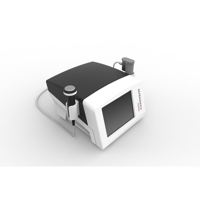 Ultrashock Master 2 in 1 pneumatic shockwave and ultrasound therapy machine front view in premium aluminium flight case