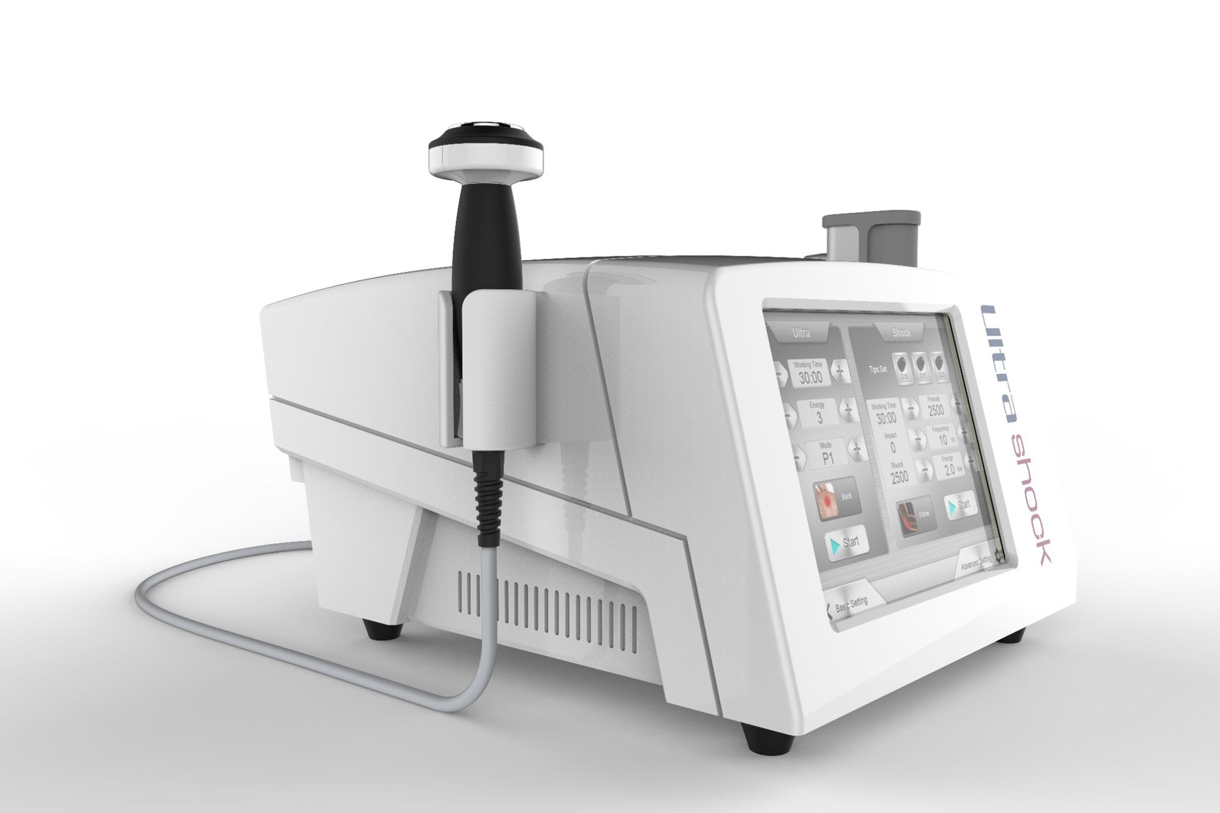 Ultrashock pneumatic shockwave therapy treatment for shoulder pain rotator cuff tendonitis and sports injury rehabilitation