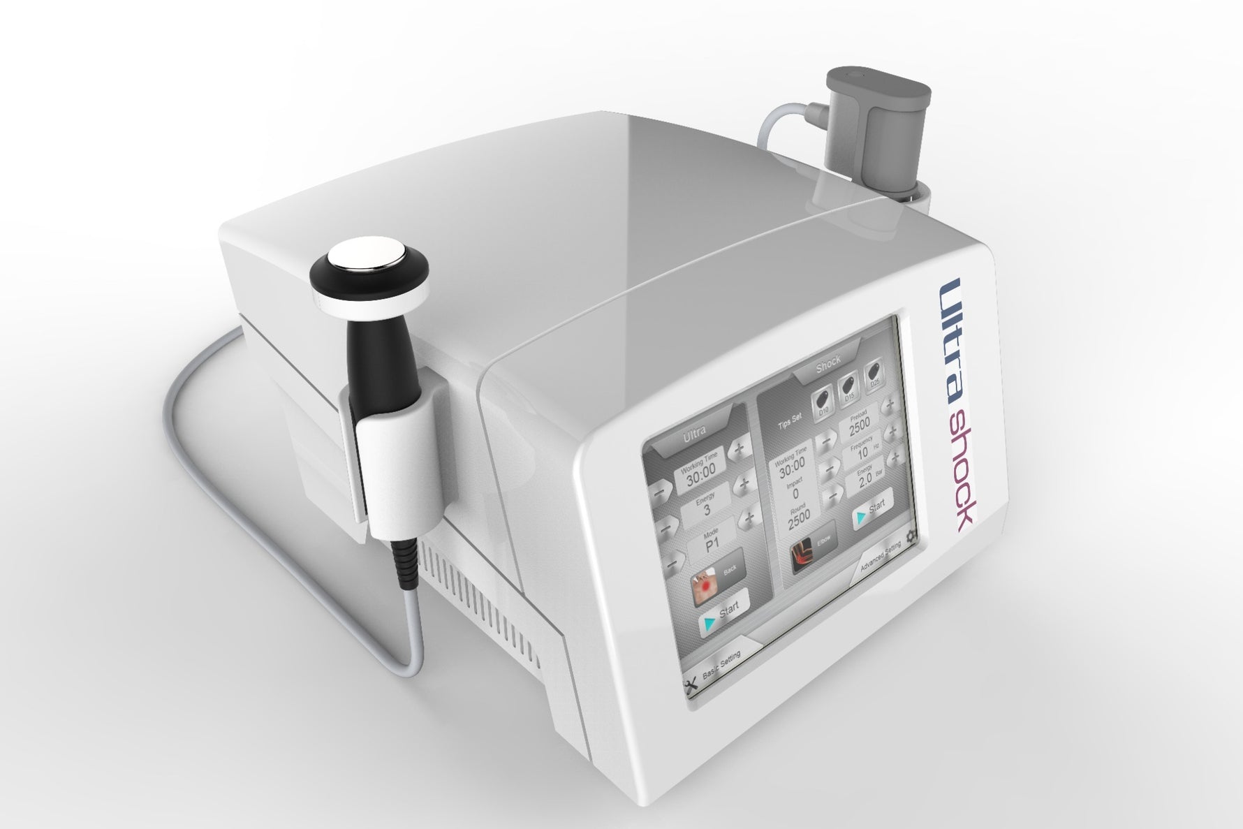 Ultrashock ultrasound therapy for chronic back pain soft tissue inflammation and physiotherapy rehabilitation